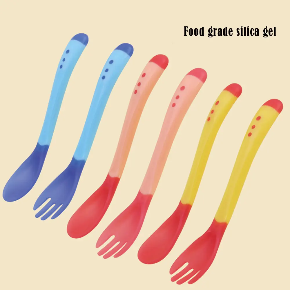 

1PC Baby Temperature Sensing Spoon Baby Weaning Silicone Head Tableware Children Utensil Safety Tableware Infant Solid Feeding