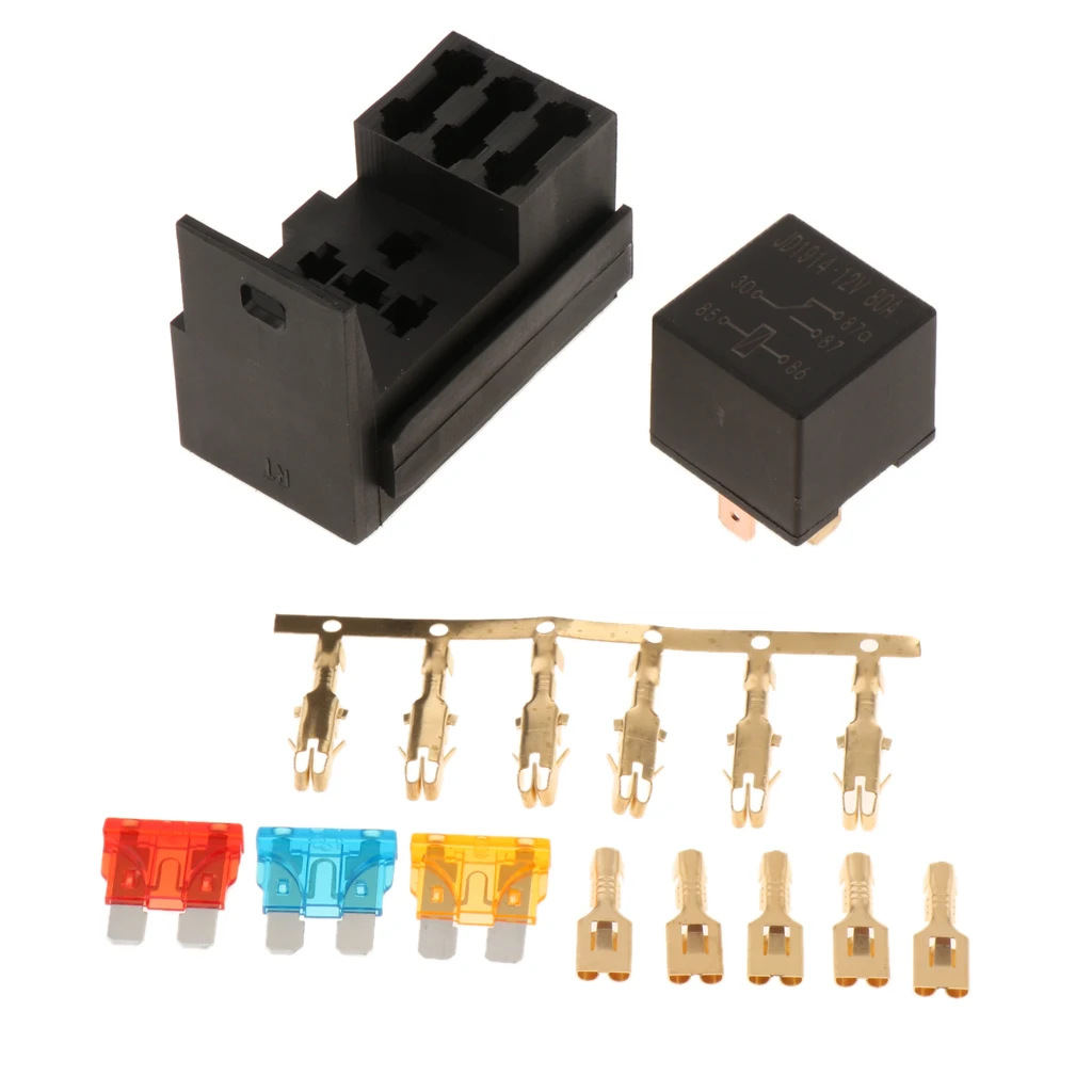 3 Blade Fuses - Fuse Relay Box for Automotive and Marine Use 4-Slot Relay Box 1 Relays Easy Installation