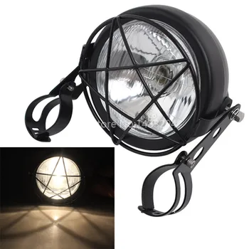 

Vintage Motorcycle Halogen Headlight Headlamp Pentacle Cover Mount Bracket For Harley Honda Yamaha Cafe Racer Bobber Universal
