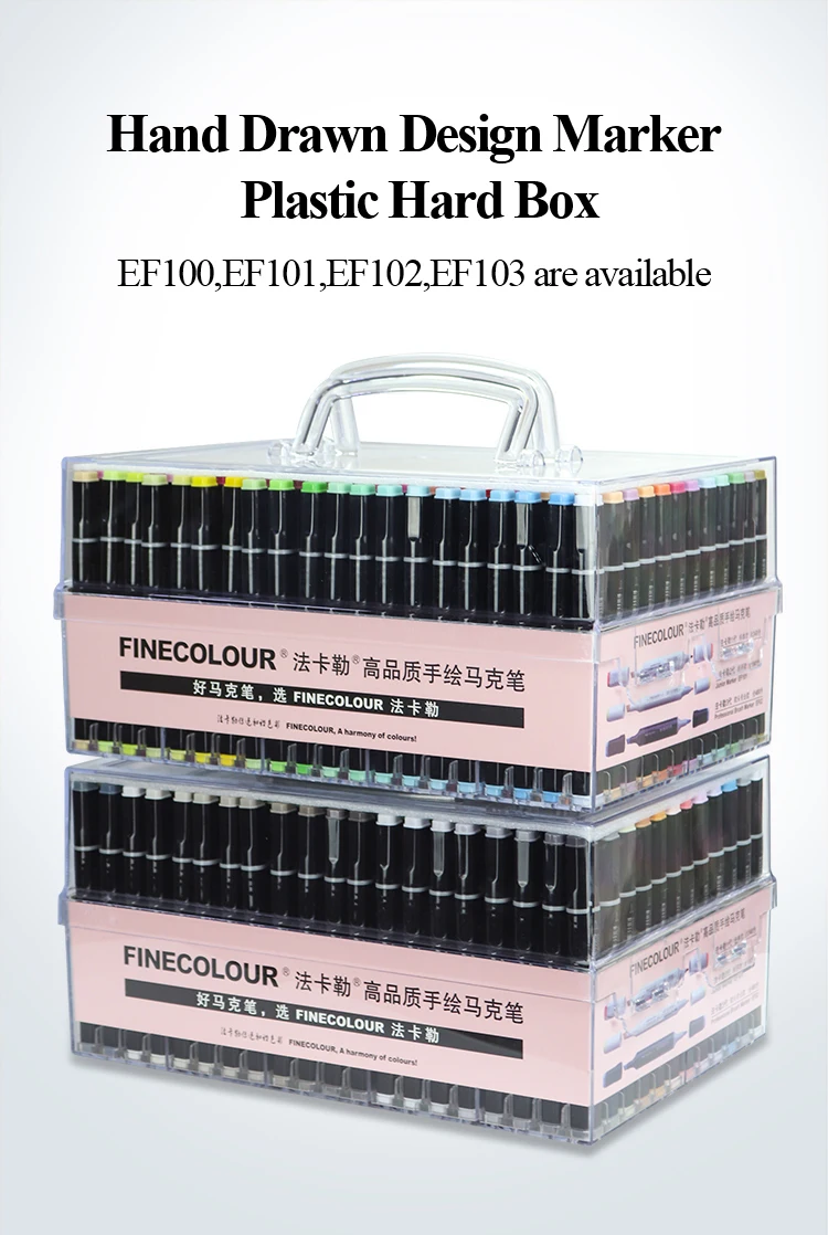 Finecolour маркер для рисования/Пластик Портативный твердую коробку EF100/101/102/103 160/240/480 Цвета на спиртовой основе чернила Маркер двойная головка чистящей щетки