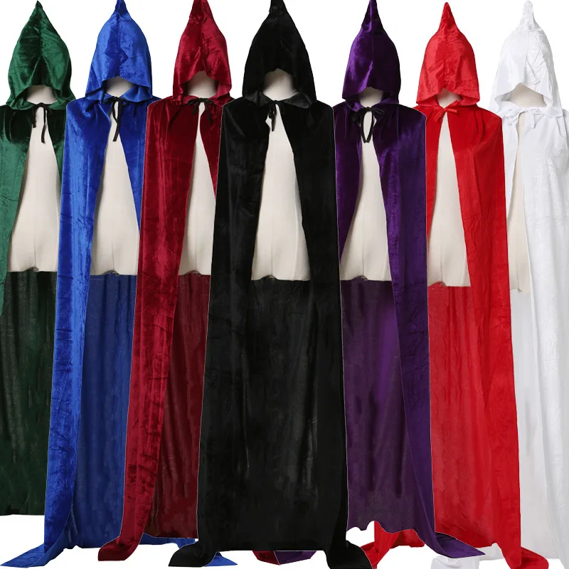 Children adult red white Velvet Hooded Vampire devil ghost death Capes Halloween Party cosplay costumes kid purple black Cloaks