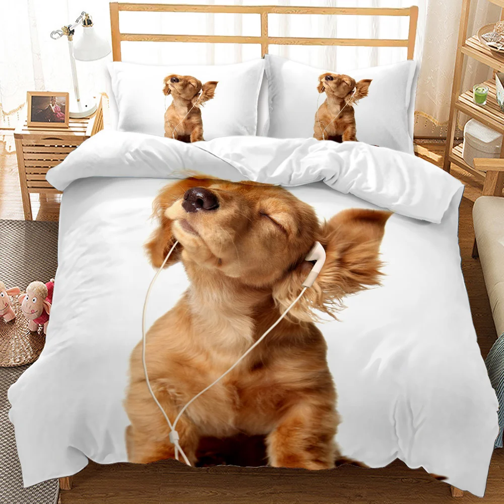 

Free shipping Pet dogs and cats 3D Quilt Duvet Doona Cover Set Single Double Queen King Print