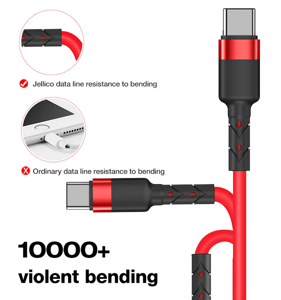 Jellico USB кабель type C 3.1A супер зарядка USB C провод samsung Xiaomi type-C мобильный телефон Android USB кабель зарядный кабельный провод