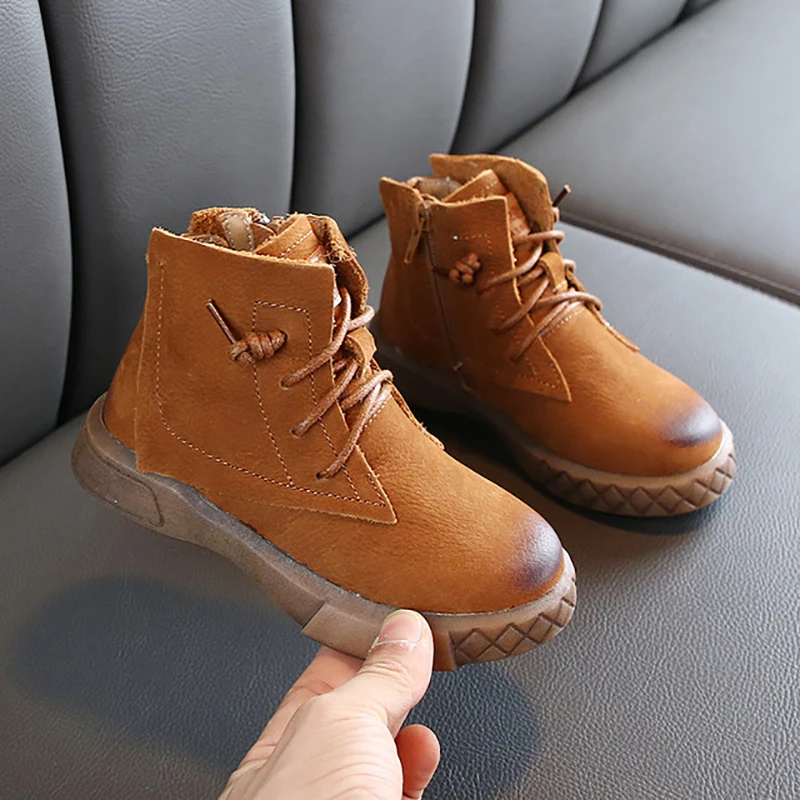 

Dolakids children's shoes autumn and winter new cowhide boot bebe boy ankle boots martin boots for baby 2-6 years old