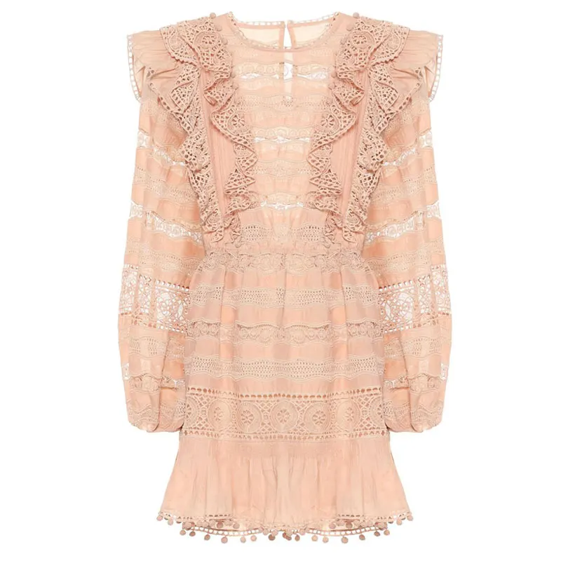 Vestidos mujer, весеннее кружевное платье с оборками, черное, белое, подиумное, для женщин, сексуальное, с вышивкой, с длинным рукавом, для отдыха, для вечеринок