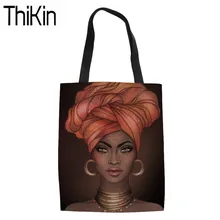 THIKIN сумка на плечо сумка-тоут сумки для черный Для женщин Искусство африканские сумки для покупок женские перерабатываемая сумка Eco женские пляжные сумки Сумки-холсты Femme