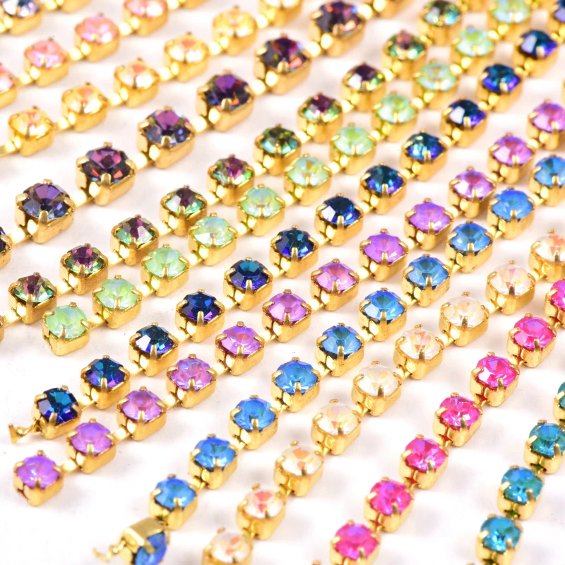 Oleeya Sparse claw neon colors rhinestones cup chain trimmings (4)
