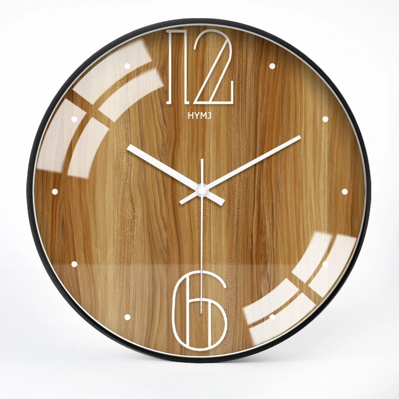 8 Wall wooden round clock in the embroidery hoop covered with gray striped natural  linen material