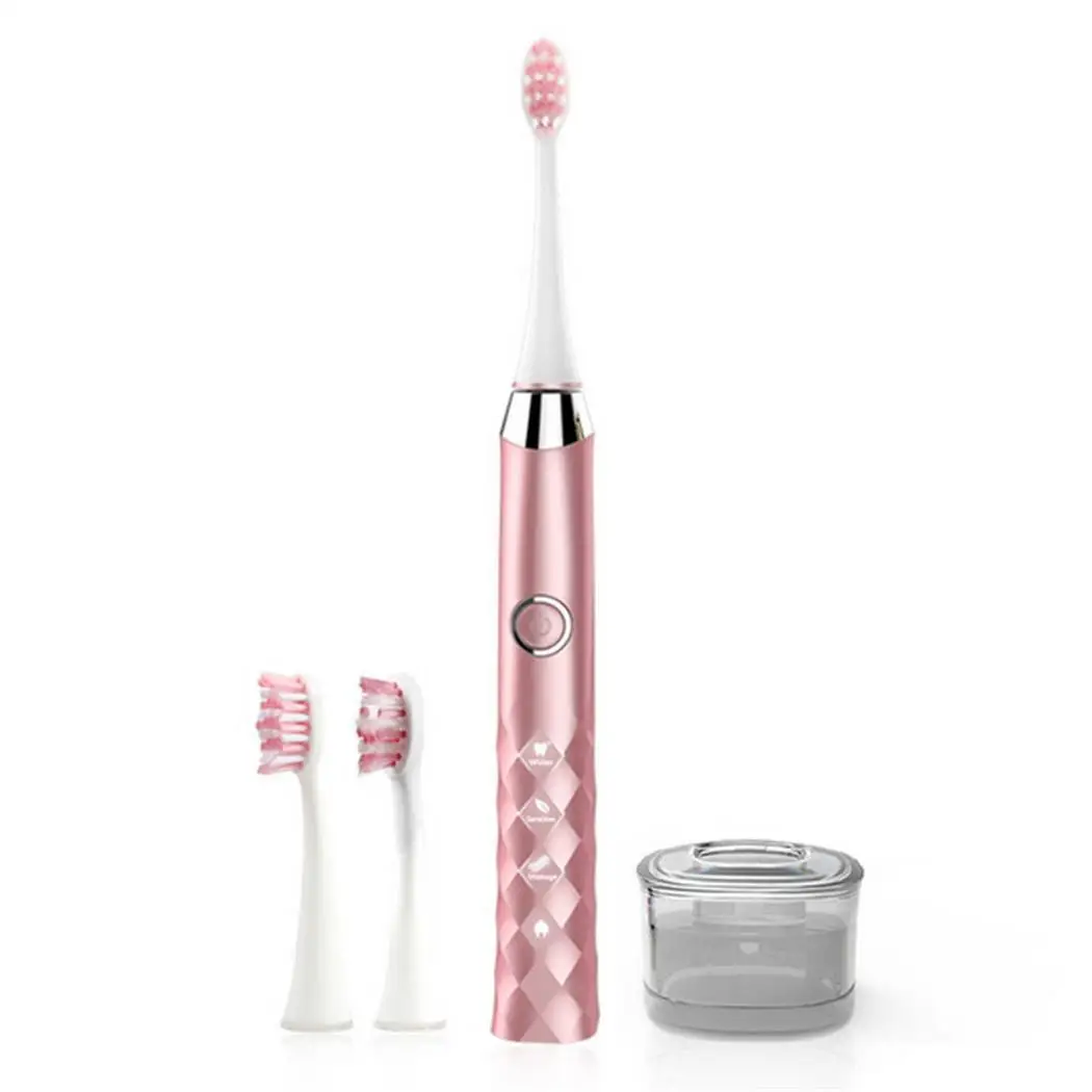 

Blectric Toothbrush USB Charging Electric Toothbrush Tooth Brush with 3pcs Replacement Heads 3 Cleaning Modes Black Purple