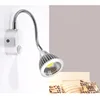 Wall Lamp 5W 7W Home Hotel Loft Bedside Reading Book Black Silver Light Flexiable ON/OFF Switch 90-260V Spot LED Bulb 6