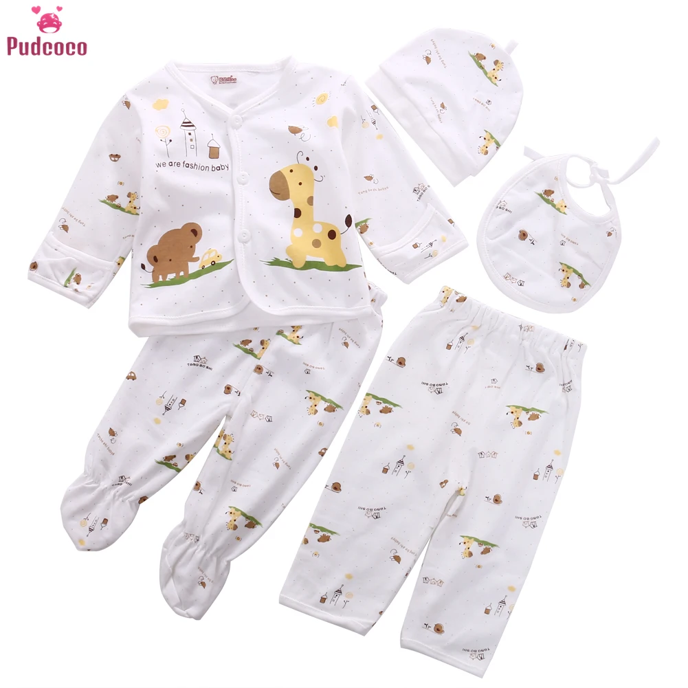 0-3M Newborn Baby Unisex Clothes Underwear Animal Print Shirt and Pants 2PCS Boys Girls Cotton Soft | Детская одежда и обувь