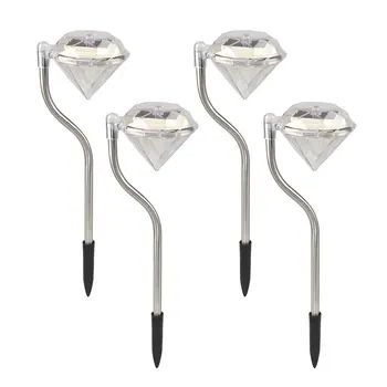 

4pcs/set LED Solar Powered Diamonds Lawn Light Pathway Garden Stake Lamp Color Changing Eco-Friendly LED Walkway Lights