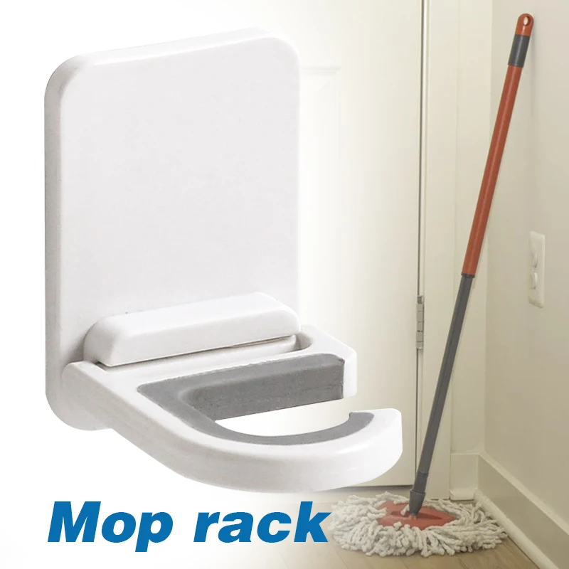 Mop Broom Holder Wall Mount Self Adhesive Mops Rack Hangers Organizer