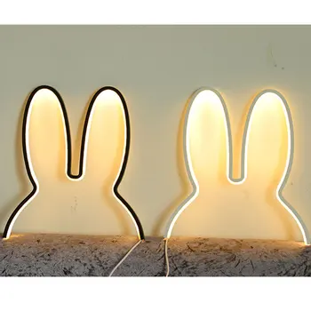 

White Black Rabbit Ears Led room lights USB Powered Decorative Kids Night Lights Warm White Lighting Christmas Gift