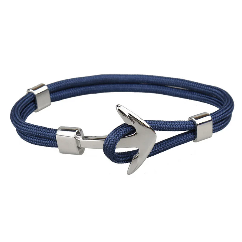 Punk Anchor Bracelet Men Handmade Charm Orange Survival Rope Chain Metal Sport Hooks Navy Bracelets Jewelry Gift
