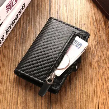 

Business Card Holder RFID Blocking Wallet Aluminium Automatic Credit Box Wallet Leather PU For Travel card Metal holder Car R8J0