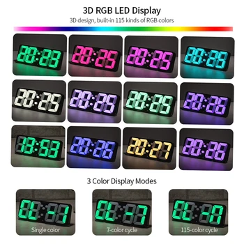 

Hot LED Digital Thermometer Alarm Clock USB Powered Sound Control 115-Color Changing 3-Level Brightness Wall Desktop Clock