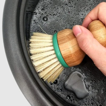 

Set Of 3 Pieces Bamboo Scrub Brush Dish Scrubber Household Cleaning Sink Wet Scrubber Brushes,Stiff Bristles, for Kitchen Pan Po