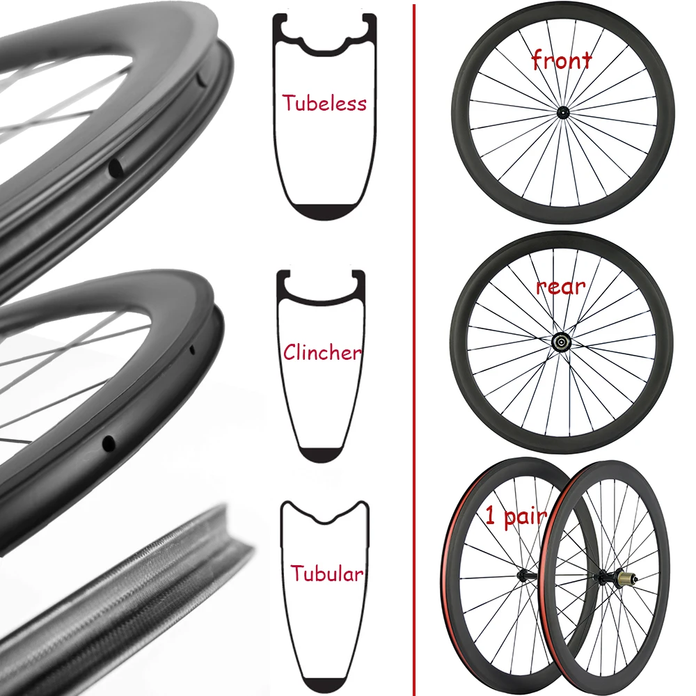 Carbon Bicycle Wheelset 38/50/60/88mm Carbon Clincher Tubular Road Bike Basalt Braking Surface