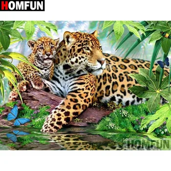 

HOMFUN Square/Round Drill 5D DIY Diamond Painting "Animal leopard" Embroidery Cross Stitch Full Rhinestone Decor A27216