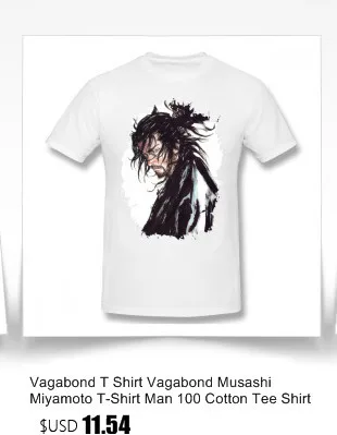 Футболка Vagabond, футболка Vagabond Musashi Miyamoto, Мужская футболка из 100 хлопка, Потрясающая Летняя футболка с коротким рукавом и большим графическим рисунком