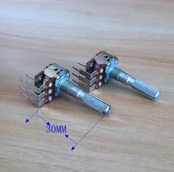

5pcs/lot 16 type double power amplifier sound volume potentiometer B50K*2 outer curved foot plum blossom shaft length 30MM
