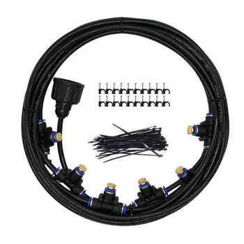 

Outdoor garden cooling spray set trampoline atomization system 2 points quick plug nozzle-black 6 meters 6 head