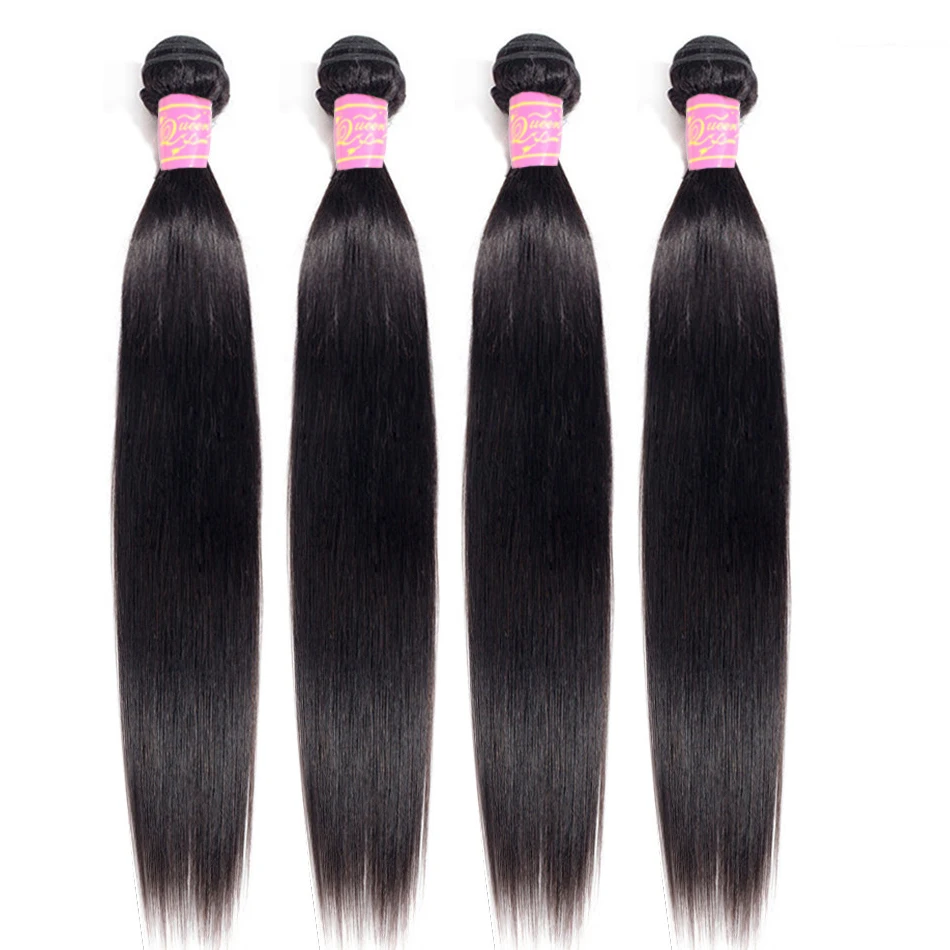 

Queen Love Hair Brazilian Straight Wave Hair 4 Pcs/Lot Non Remy Human Hair Bundles Hair Weave 8-26 inch Natural Color Can Dyed