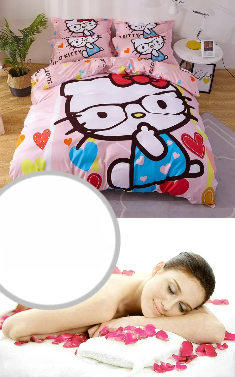 Утепленное постельное белье Hello KT Cat, Мультяшные Детские простыни, пододеяльник, 4 шт., шерстяное одеяло, 3 шт., всесезонное, универсальное