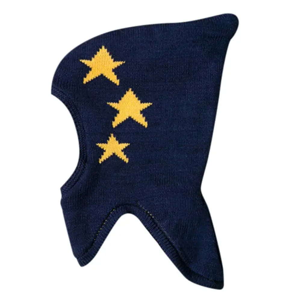 Navy Winter Spring Baby Hat Baby Boy Girl Hat Cap Star Print Children Hats Newborn Bonnet Beanie Boys Caps Hooded Bib One Piece A40 - Цвет: Navy