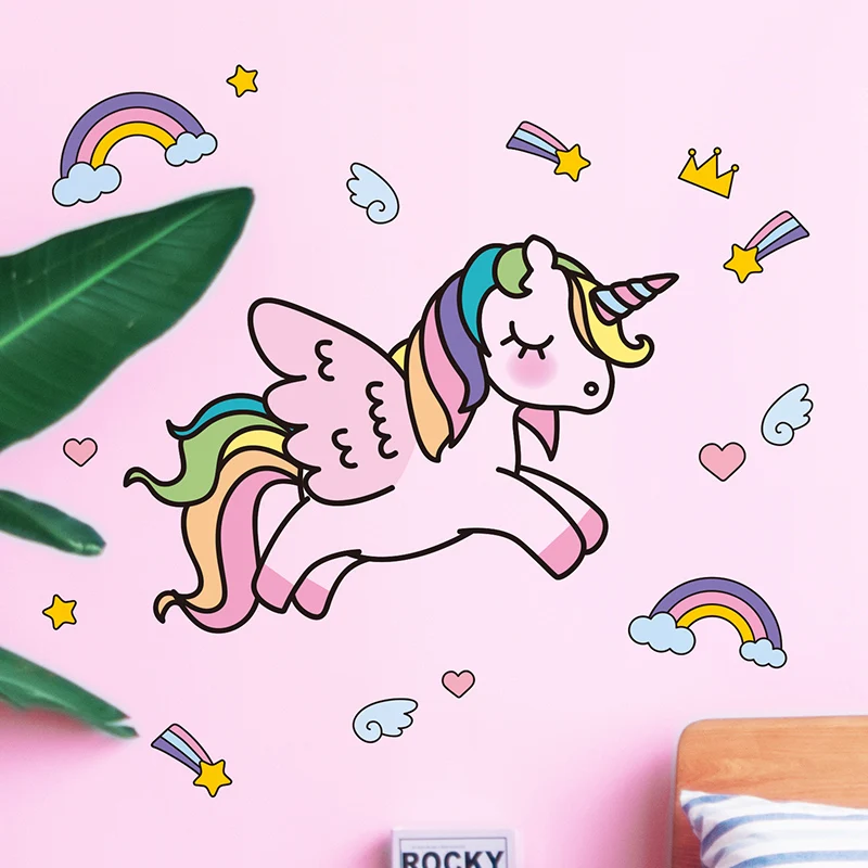 [SHIJUEHEZI] Креативные настенные наклейки с животными DIY мультфильм тяньма Единорог настенные наклейки для детской комнаты украшения детской спальни