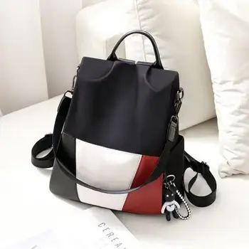 

Style Simple Ladies Backpack Anti-theft Waterproof Oxford Cloth Tarpaulin Stitching Juvenile College Bag Purse Backpack Mochila