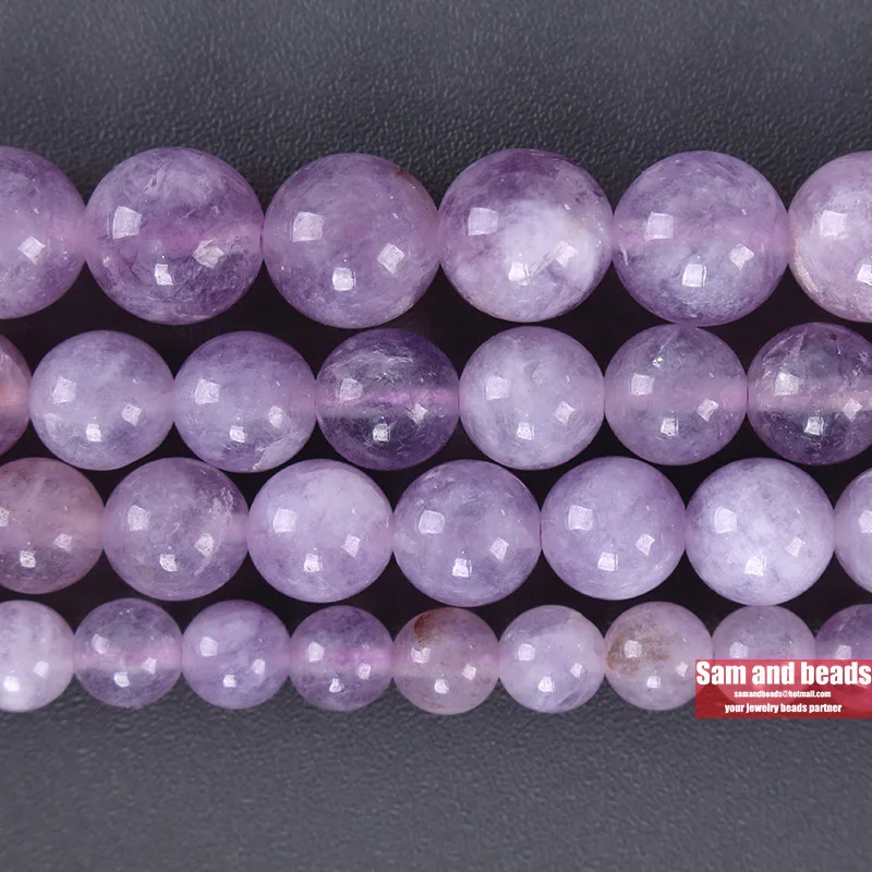 

Natural stone purple lavender Quartz Angelite Round Loose Beads For Jewelry Making DIY Bracelets Necklace 15'' 4/6/8/10/12mm