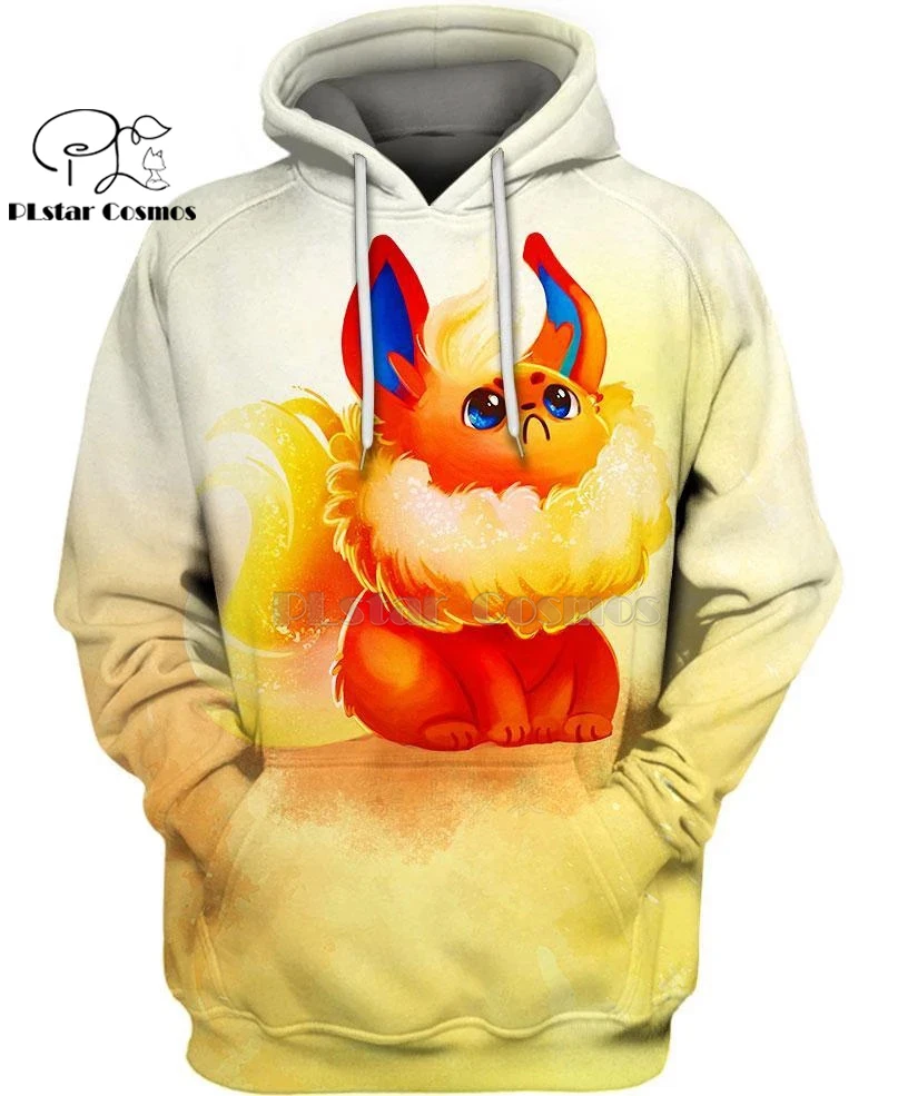 PLstar Космос Покемон из японского аниме Flareon Милые 3d толстовки/Толстовка зима осень Забавный Harajuku уличная одежда