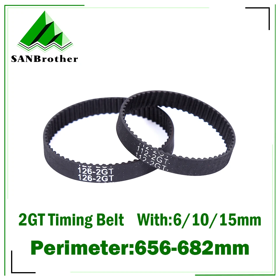 3D Printer Parts GT2 Closed Loop Timing Belt Rubber 2GT 6mm656 658 660 662 664 666 668 670 672 674 676 678 680 682mm Synchronous