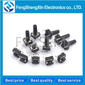 

1000pcs/lot 6X6X5/4.3/5.5/6/7/8/9/10/13MM button touch switch Copper 4PIN DIP Micro Switch For TV/Toys/home use Button