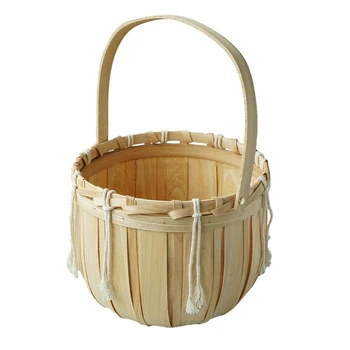 

Wood Handle Basket Beige Tassels Rattan Weaving Storage Frame Nordic Style Tableware Soft Furnishings Home Decoration