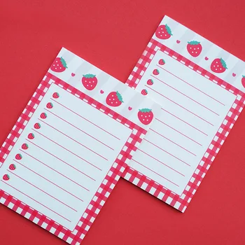 

Pink Heart And Red Cherry Sweet Memo Pad 8.5*12cm 30 Sheets 2020 Girl Stationery