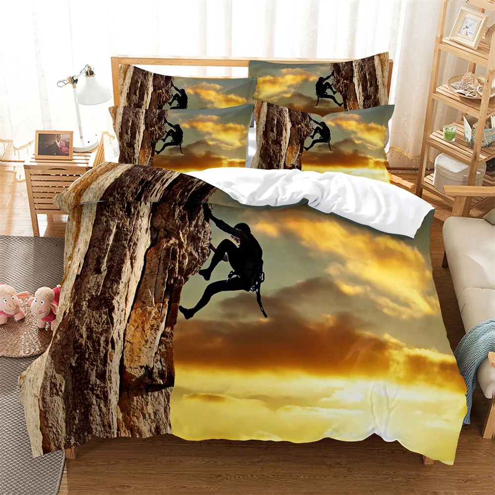 

Rock climbing Bedding 3-piece Digital Printing Cartoon Plain Weave Craft For North America And Europe Bedding Set Queen