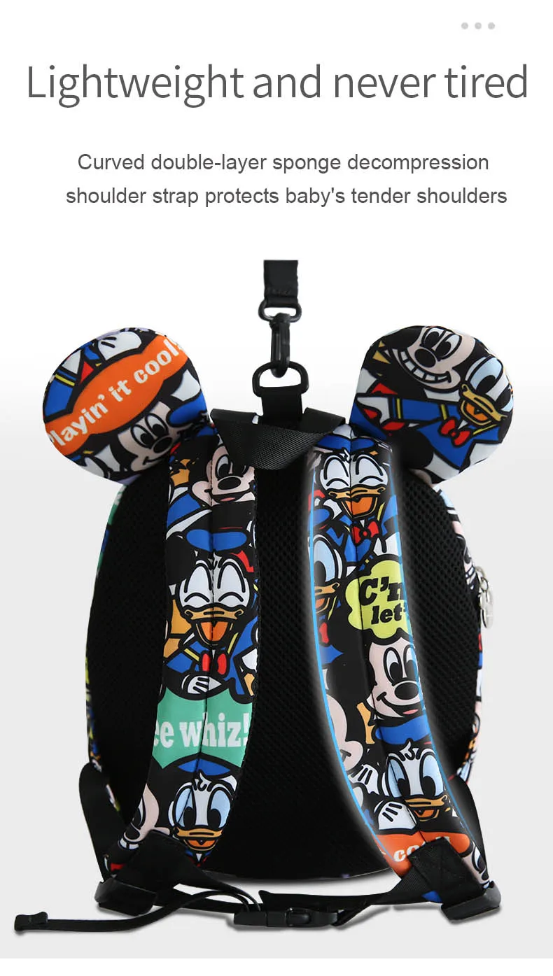 Рюкзак для малышей с изображением Микки из мультфильма «Дисней»; рюкзак для малышей с защитой от потери; детский школьный рюкзак с рисунком из мультфильма; сумка для прогулок