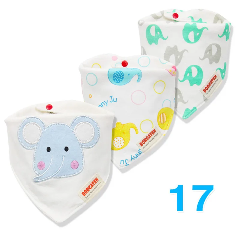 17 3pcs Organic Cotton Baby Scarf Muslin Burp Cloth Bandana Bibs Newborn Baby Boy Infant Girl Toddler Winter Scarf Waterproof Bib - Цвет: 17