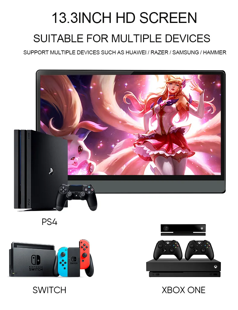 13.3Inch Portable Monitor Screen 1080P 