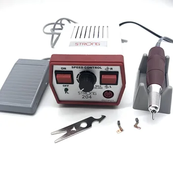 

65W Strong 204 control box 35000RPM 30V Strong 210 102L Micromotor Handpiece Electric manicure machine Nail Drill cutters Kit