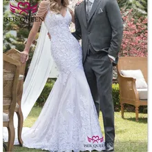 Свадебные платья с рукавами-крылышками, v-образным вырезом и изящной вышивкой, белое свадебное платье с открытой спиной и пуговицами W0679