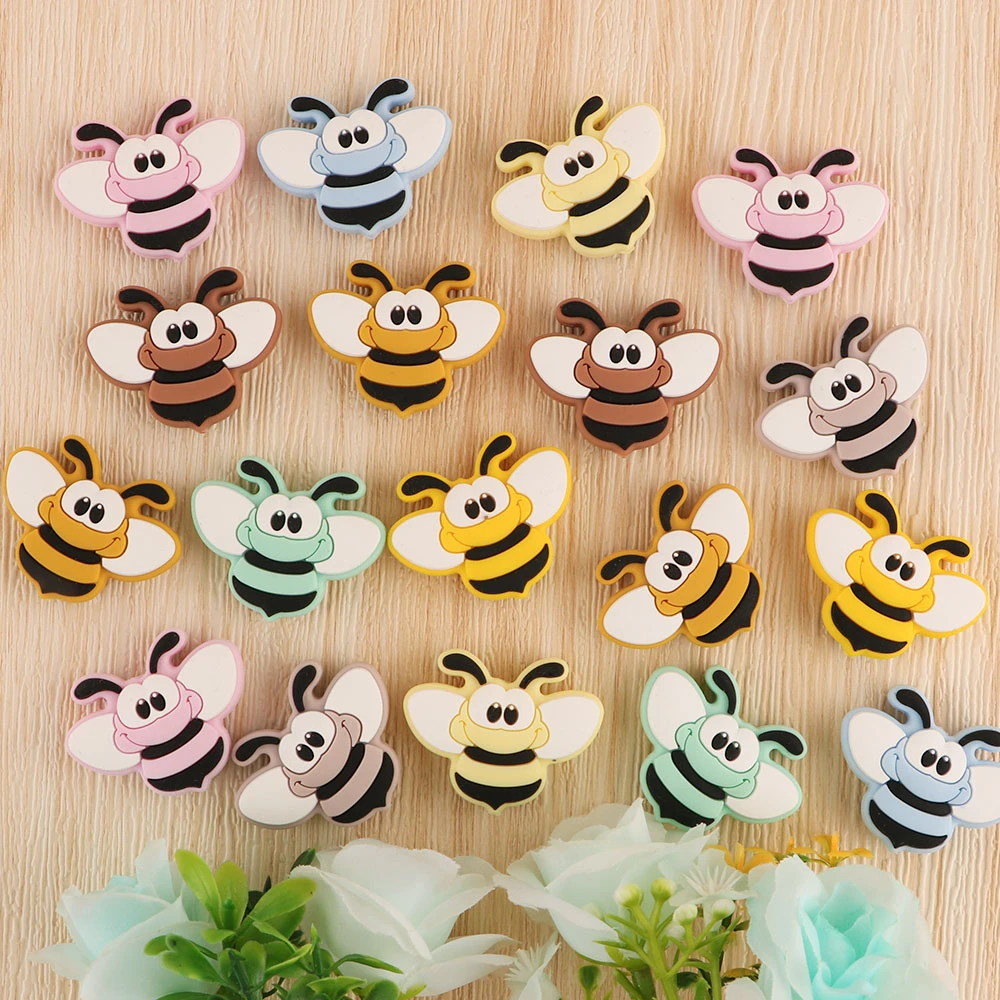 baby teething items diy Kovict 10pcs Baby Silicone Beads Mini New Bee Food Grade Teether Baby Molar Toys DIY Pacifier Chain Necklace Accessories Baby Teething Items hot