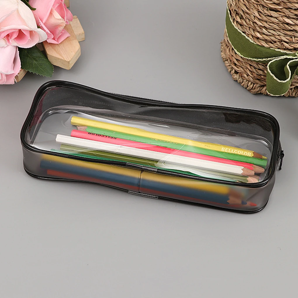 PVC Pen Bag Pencil Clear Case Cosmetic Bag Large Capacity Bag With Zipper Stationery Cosmetic Convenient Small Storage Bag