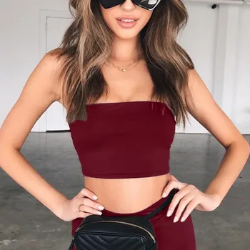 

Sexy Tube top Summer Tank Tops Fashion Tops For Women Vest Crop Top Cmias Strapless Solid Cropped Wrapped chest Night Culb Wear