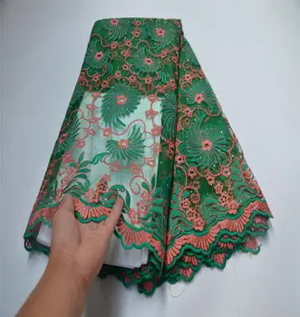 

2020 Latest France Net lace Fabric African lace Fabric Nigerian Mesh lace fabrics for wedding With Stones And Beads Dress 5Yards
