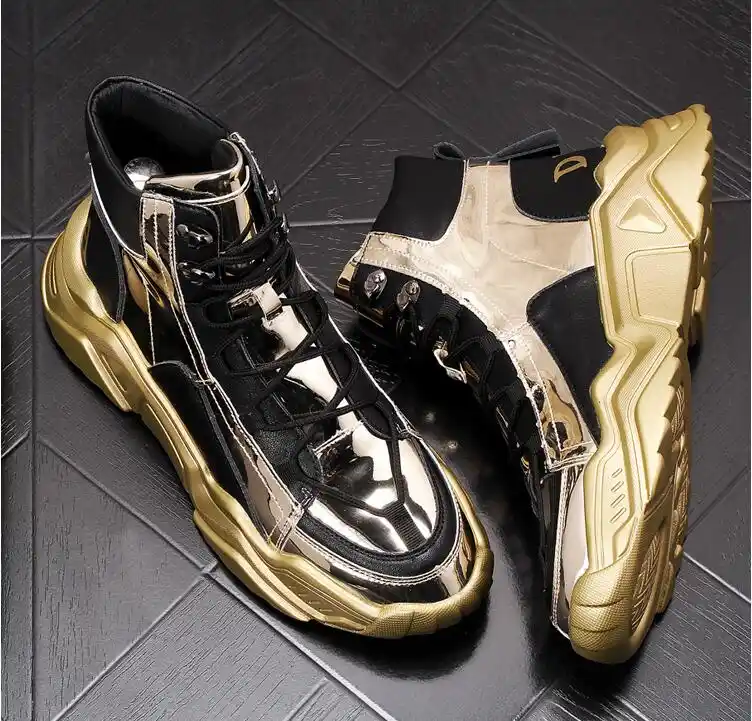 mens gold platform shoes