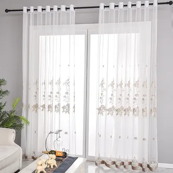 

New Embroidered Tulle Curtains for Living Room European Style Balcony Bedroom Luxury Sheer Curtains Window